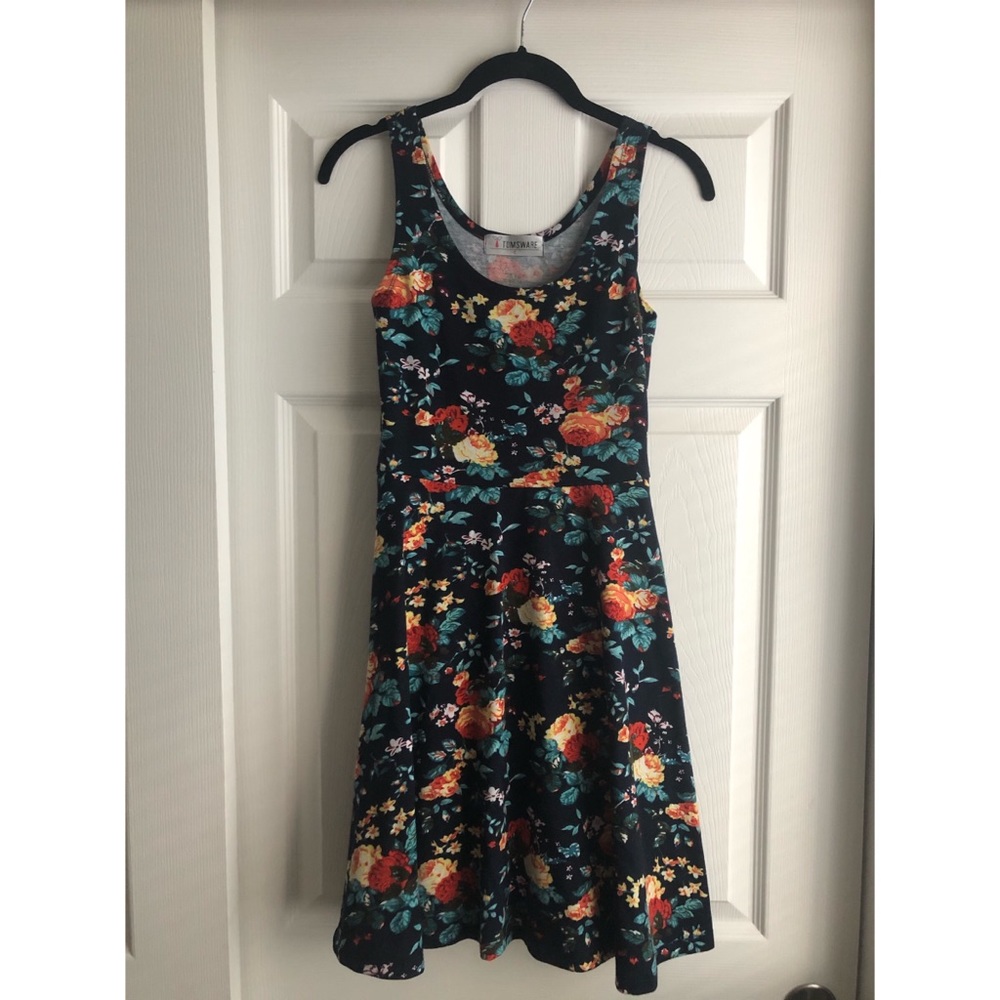 Navy Dress with Autumn Florals
